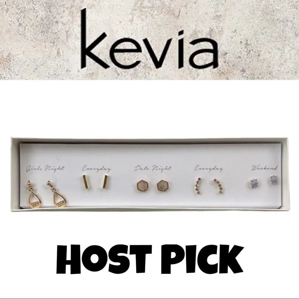 Kevia Smokey Quartz & Gold Mixed Earring Set - 5 pairs - New in Box